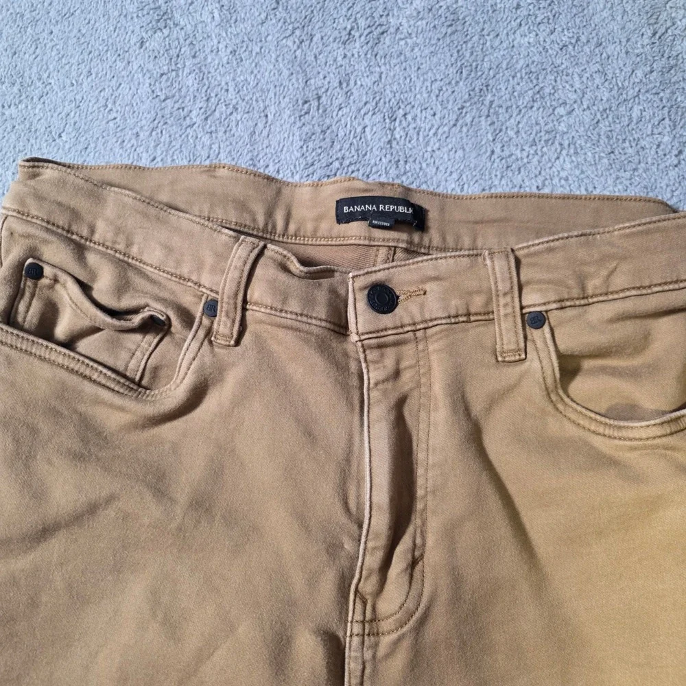 Banana Republic‎ Mens 34x34 Pants Tan Khaki Slim Straight Stretch Cotton Chino